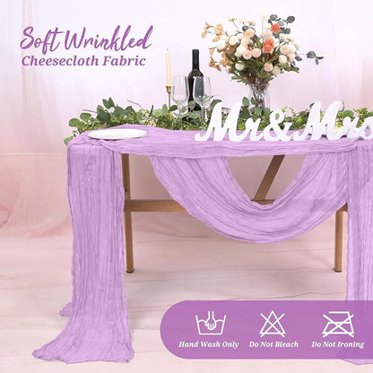 Pesonlook Cheesecloth Table Runner Light Purple, 10 Pack 17.7x108 inch - Image 8