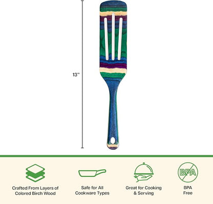 Baltique Mumbai Collection 13" Wooden Spurtle Spatula – Colorful Birch Wood - Image 7
