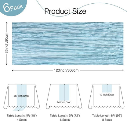 12 Pack Dusty Blue Cheesecloth Table Runner Boho Gauze Home Decor | 120 Inch - Image 2
