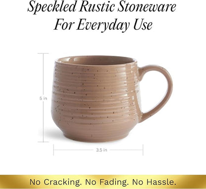 Sango 17.5 oz Stoneware Coffee Mugs Set of 4, Rustic Ceramic Mug - Image 5