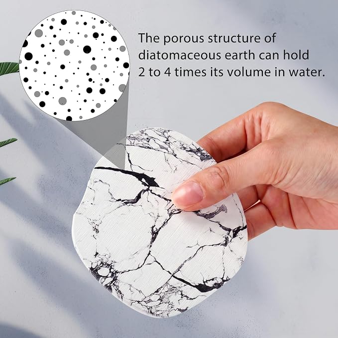 Diatomaceous Earth Coasters Set of 8，Cool Absorbent Quick-Dry Drink Coasters - Image 4