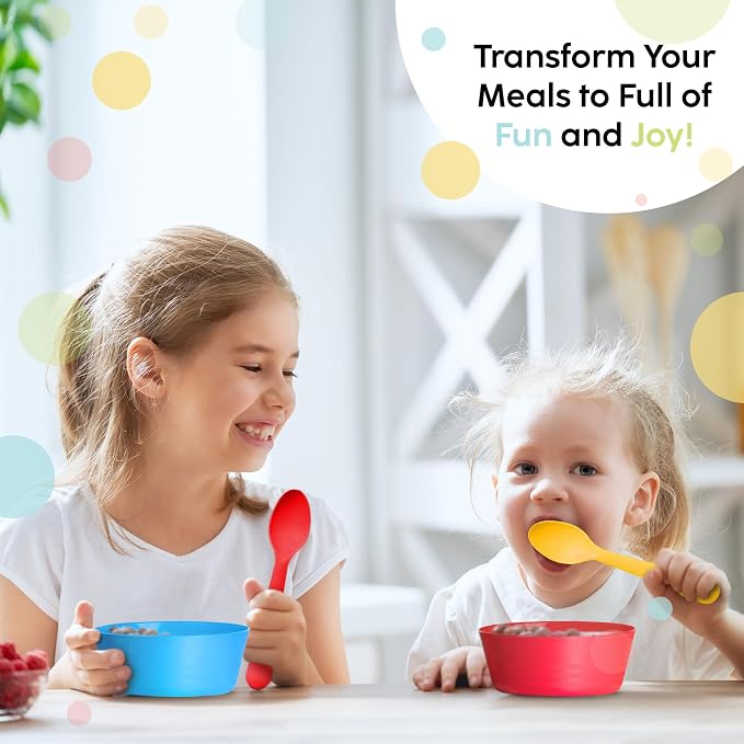 PLASKIDY Plastic Toddler Bowls Set of 6 - 10 Oz Kids Bowls - Image 4