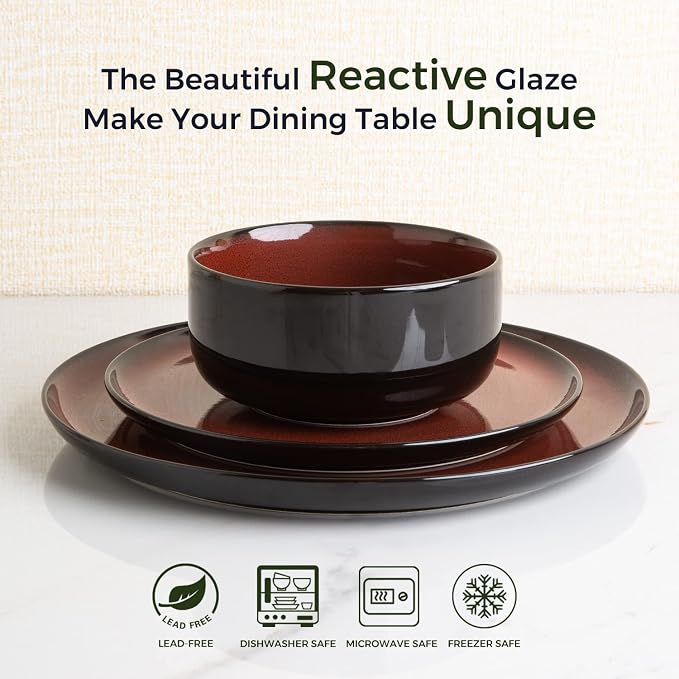 LERATIO Ceramic Dinner Plates Set of 4, 10.5 Inch Reactive Glaze Plate Sets | - Image 2