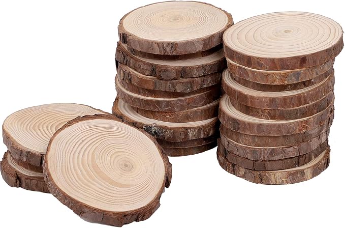 KINJOEK 24 PCS Natural Wood Slices 3.5-4 Inch by KINJOEK