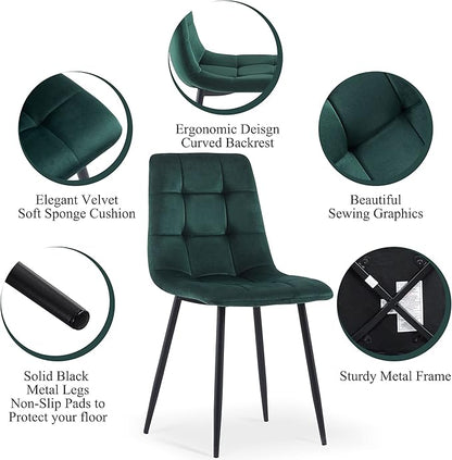 Comfy Dining Chairs Set of 4,Upholstered Velvet Home Chair Soft No Arms Accent Chairs with Back for Small Spaces,Simple Stylish Dining Chair for Kitchen,Dining Room