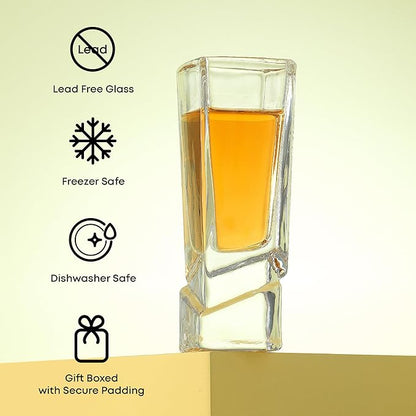 JoyJolt Carre Shot Glasses Square Heavy Base Shot Glass Set Of 4, 1.8-Ounce