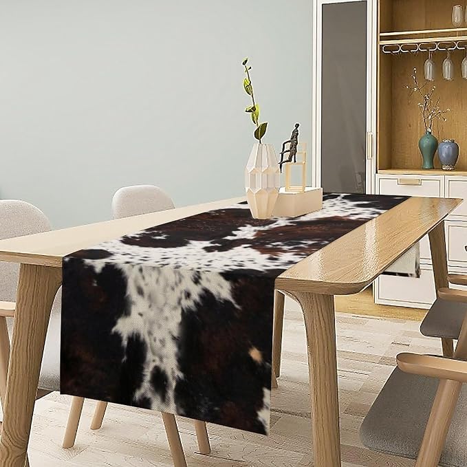 Cow Animal Skin Print Table Runner, Rustic Cottage Country Farm Animal Fur Skin - Image 2