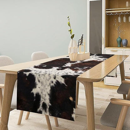 Cow Animal Skin Print Table Runner, Rustic Cottage Country Farm Animal Fur Skin - Image 2