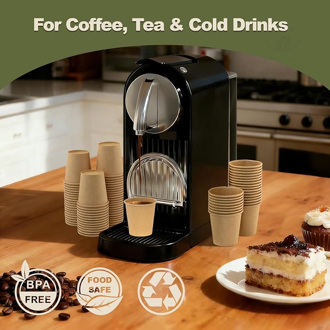 3 oz 600 Pack Disposable Coffee Cups, Bulk Brown Disposable Paper Cups - Image 2