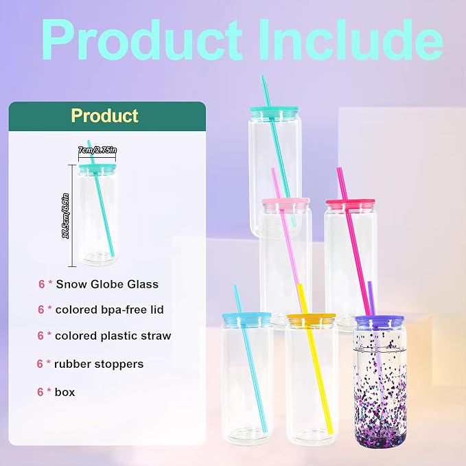 AGH 20OZ Plastic Snow Globe Tumbler, Reusable Mason Jar - Image 4