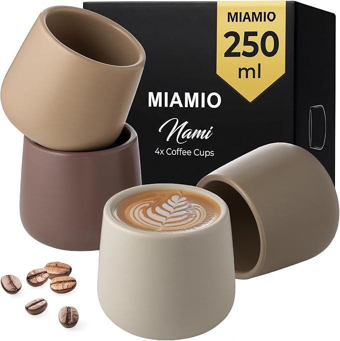 MIAMIO - Ceramic Cup Set of 4, Coffee Mugs - Nami | Coffee Cup Set / Ceramic by MIAMIO
