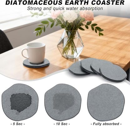 Azhou 6Pcs Absorbent Diatomaceous Earth Coasters Set - Image 2