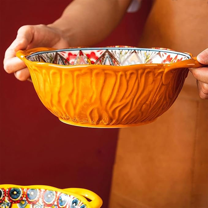 2 Pack Boho Ceramic Serving Bowls - Image 5