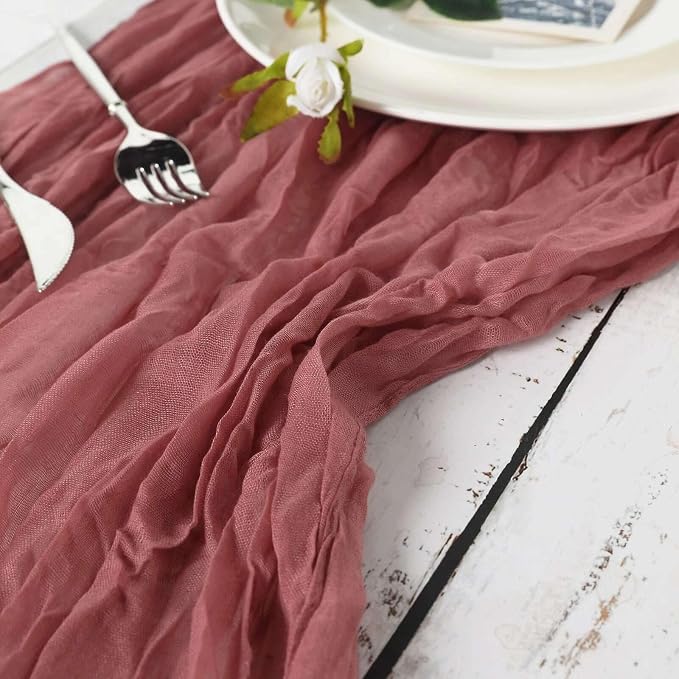 Efavormart 10ft Mauve Cheesecloth Table Runner - Image 7