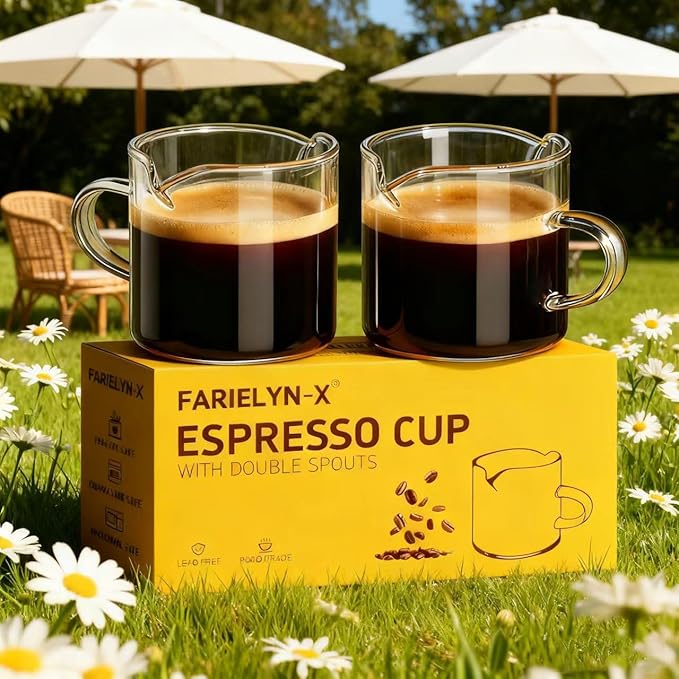 Farielyn-X® 5 OZ Espresso Cups Set of 2, Double Spouts Cups, Shot Glasses - Image 7