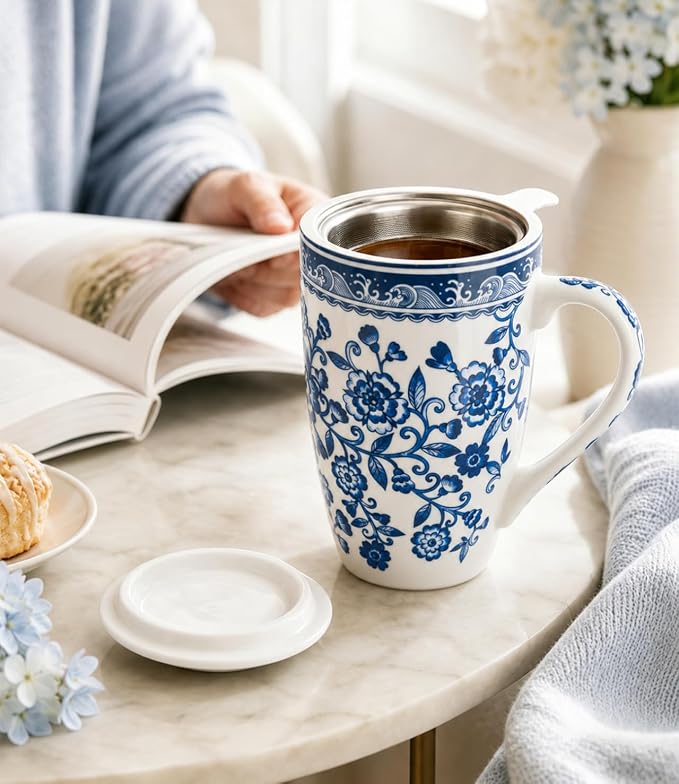 AmorArc Tea Cup With Infuser and Lid, 18oz Loose Leaf Tea Mug With Steeper | - Image 6