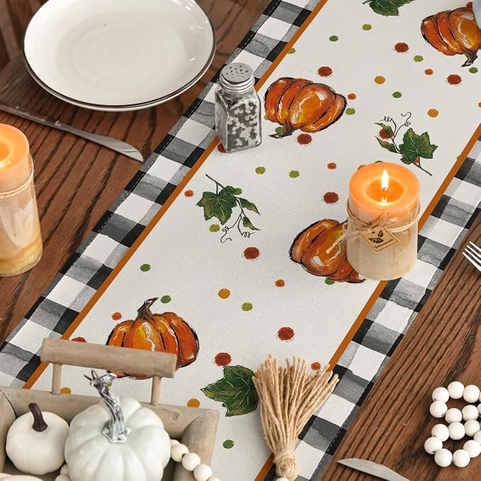 Artoid Mode 210 GSM Fall Table Runner 13x36 Inch Home Party Decor | Pumpkin Bow - Image 7