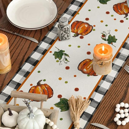 Artoid Mode 210 GSM Fall Table Runner 13x60 Inch Home Party Decor | Pumpkin Bow - Image 7
