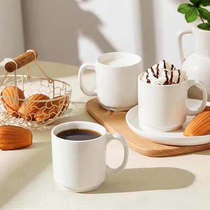 Sweese Stackable Coffee Mugs Set of 6, 16 Oz Large Porcelain Cups - Image 3