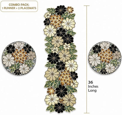 Beaded Table Runner Decore 36 inches Long Christmas Flower Design Beaded Table - Image 5