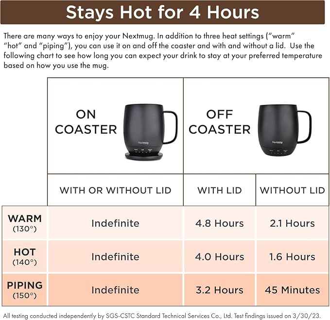 Nextmug - Temperature-Controlled, Self-Heating Coffee Mug | – No App, - Image 6
