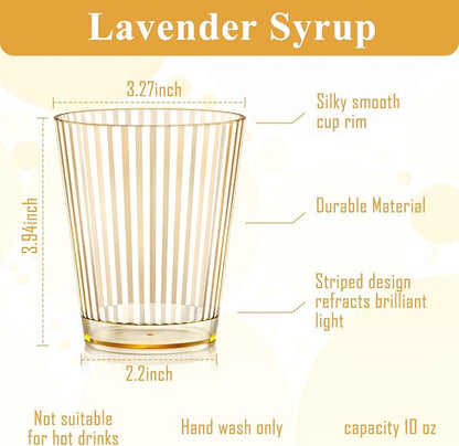 24 PCS Plastic Ribbed Drinking Glasses 10oz Gold Vintage Ripple Stemless Wine - Image 2