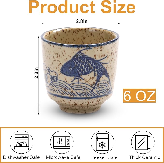 Japanese Tea Cups, 6 OZ Handless Matcha/Coffee Mug, Asian Teacup - Image 2