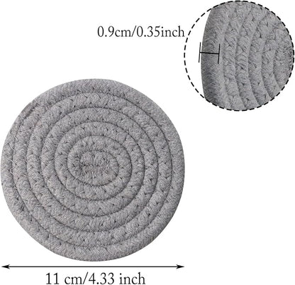 Round Drink Coasters Cotton Woven Absorbent Bar Coasters Housewarming Gift - Image 2