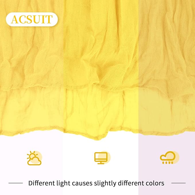 8 Pack Lemon Yellow Cheesecloth Table Runner 20 x 120 inch Gauze Table Runners - Image 6