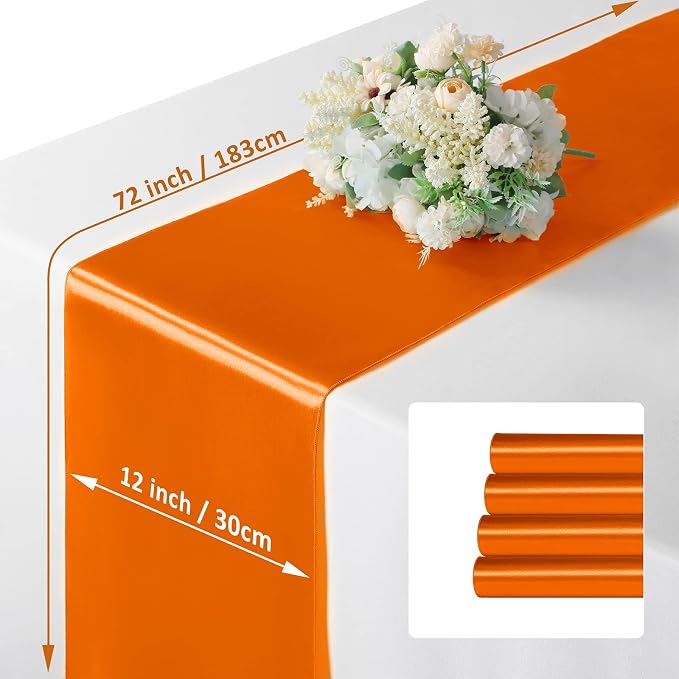 Manyshofu Orange Satin Table Runner 12x72 - Image 4