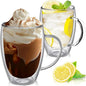 12 Ounces Set of 2 Double Walled Glass Coffee Mugs by Unknown