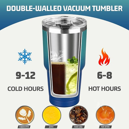 30 oz Tumbler with Lids and Straws, Stainless Steel Insulated Coffee Tumbler - Image 4