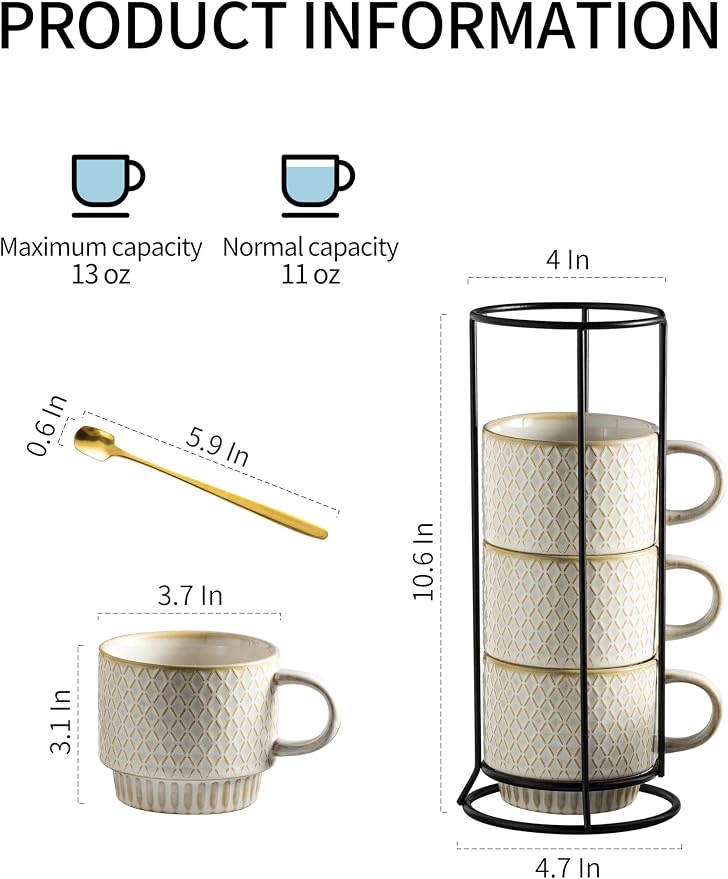 Gomakren Coffee Mugs Set of 4 Ceramic Coffee Cup - Image 4