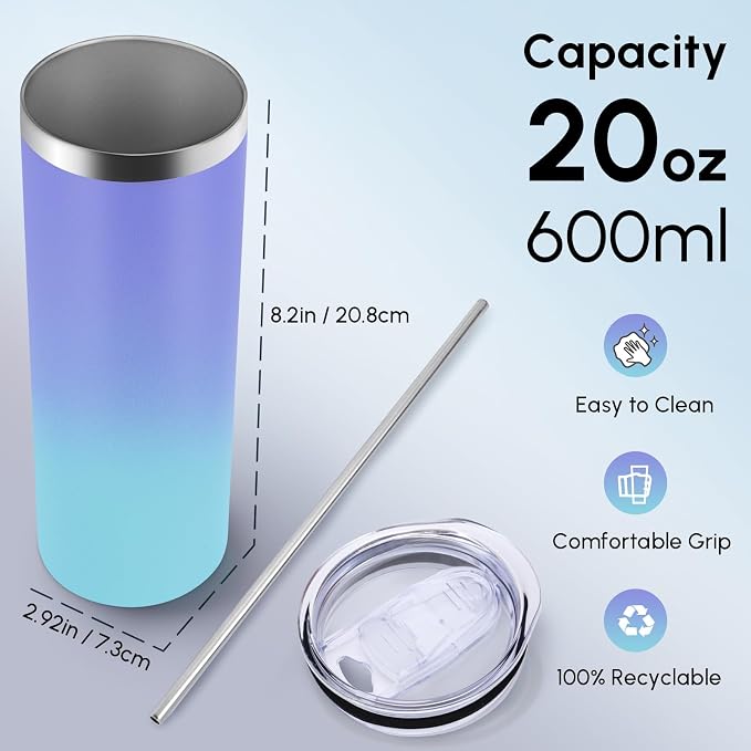 Volhoply 8 Pack Skinny Tumblers - Image 2