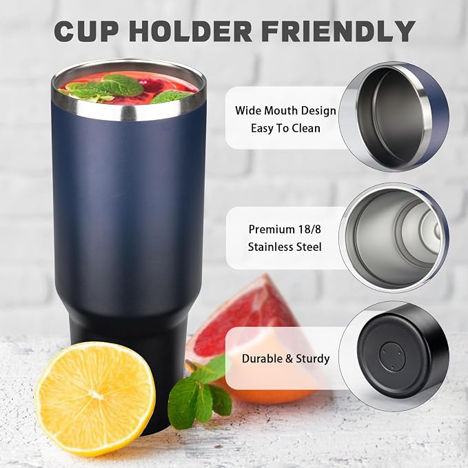 40 oz Tumbler with Lids and Straws, Stainless Steel Insulated Coffee Tumbler - Image 3