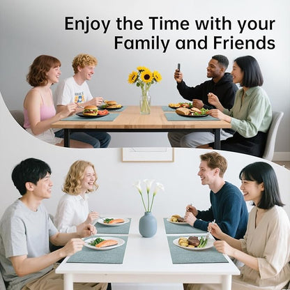 Blue Forest Placemats Set of 6, Dual-Layered Thickened Faux Linen Table Mats Heat Resistant Machine Washable Wrinkle Free Place Mats for Kitchen Dining Outdoor/Indoor (Sky Blue)