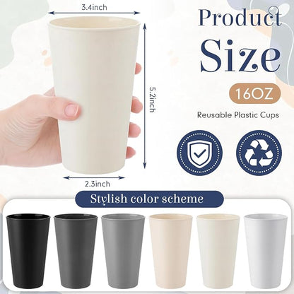 Yungyan 50 Pcs Reusable Plastic Cup 16oz Unbreakable Cup, Dishwasher-safe - Image 2
