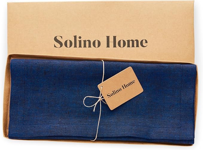 Solino Home 100% Pure Linen Table Runner Royal Blue, Athena 14 x 120 in | Table - Image 5