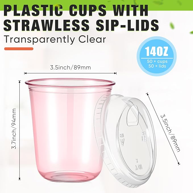 Ziliny 50 Sets Clear Plastic Coffee Cups - Image 3