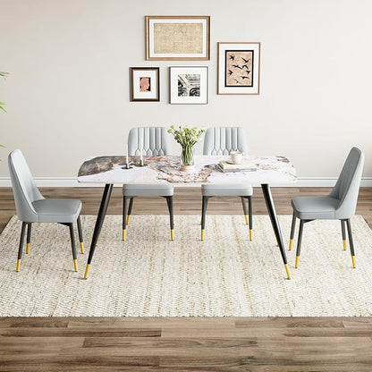 5 Piece Dining Table Set, 4 Chair Dining Table Set, Sintered Stone Kitchen Table Top and Modern Chairs Set of 4 for Kitchen Dining Room