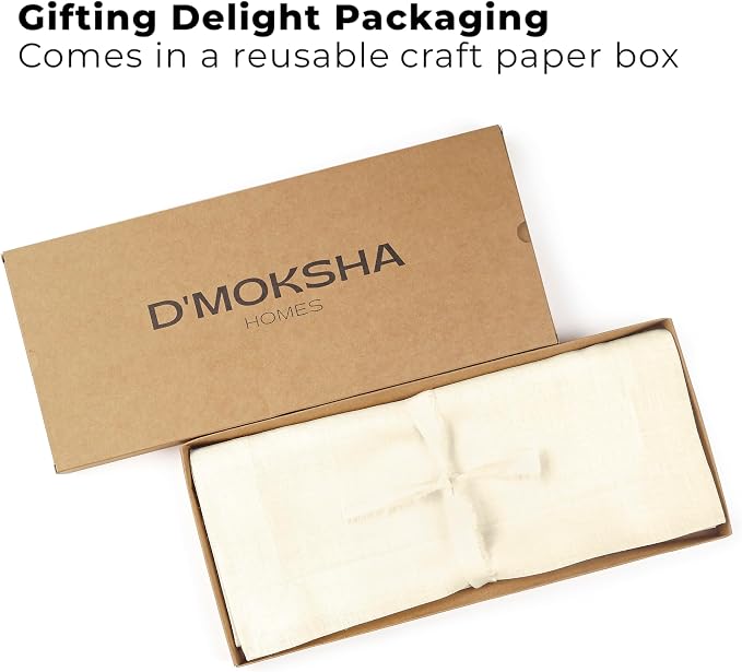 Classic Linen™ by D'Moksha Ivory Table Runner 60 Inches, 100% Pure Linen - Image 4