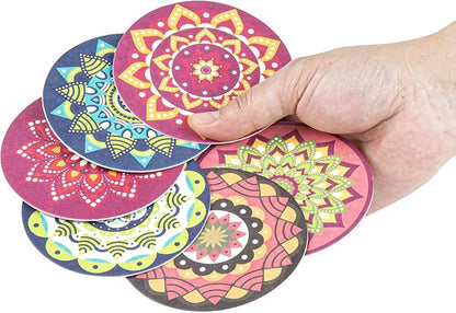 Restaurantware Paper Bar Coasters 480 Count 3.5 Inch Super Absorbent Beverage Coasters Pulpboard Assorted Design Drinkware Coasters Durable Paper Round Assorted