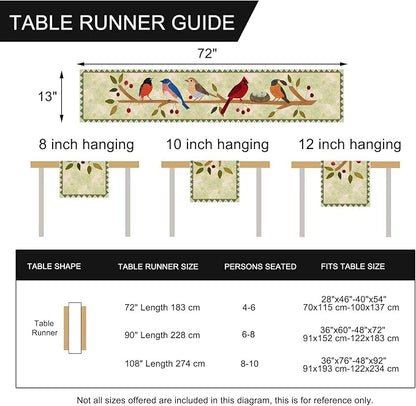 Seliem Summer Birds Tree Branches Table Runner, Cardinal Home Kitchen | Dining - Image 7