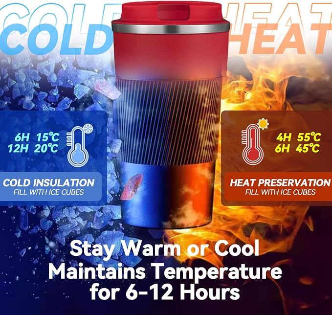 12OZ Travel Coffee Mug Insulated Coffee Cup - Image 6