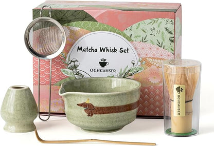 Matcha Set with Dog Pattern, 17 OZ Matcha Bowl, Matcha Kit by Ochcahser