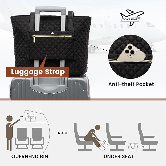 LOVEVOOK Laptop Bag for Women 17 inch, Diamond Quilted Work Tote Bags Womens - Image 6