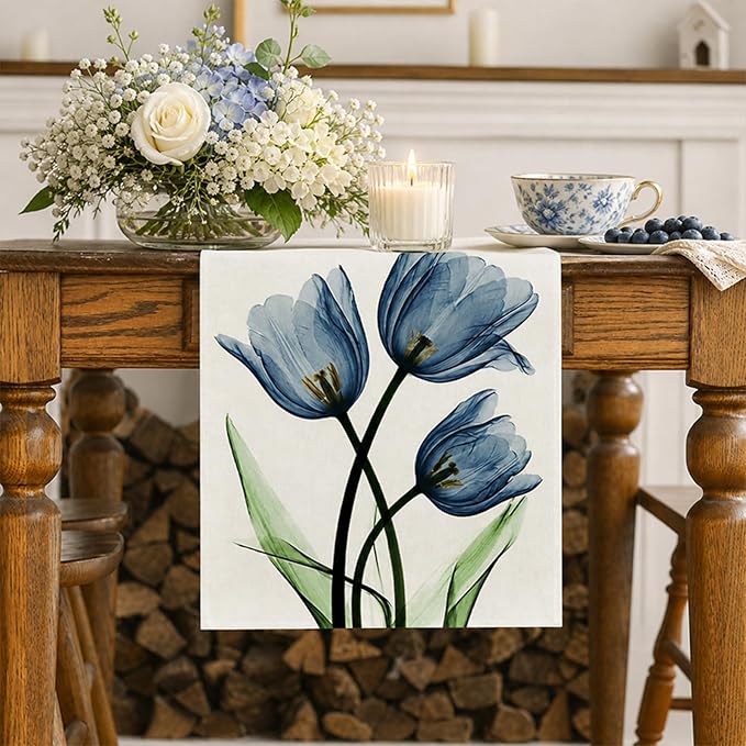 Floral Table Runner Mode Flowers Spring Summer Table Runner Seasonal Table - Image 2