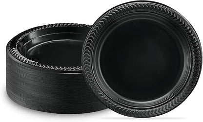 PLASTICPRO 200 PCS Black Plastic Plates Light Weight 6 Inch Plastic Dessert by PLASTICPRO