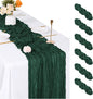 6 Pack Emerald Green Cheesecloth Table Runner, 17 x 108 inch, Semi Sheer Boho by ACSUIT