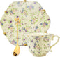 Country Roses Porcelain Tea Cup and Saucer Set by Unknown
